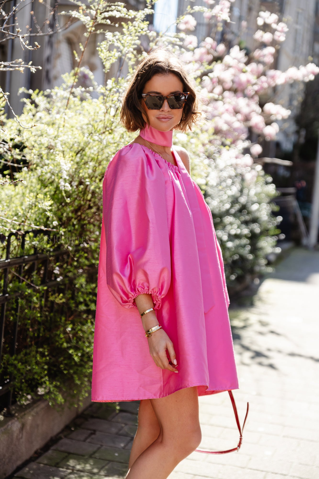 Ella off shoulder dress fuchsia