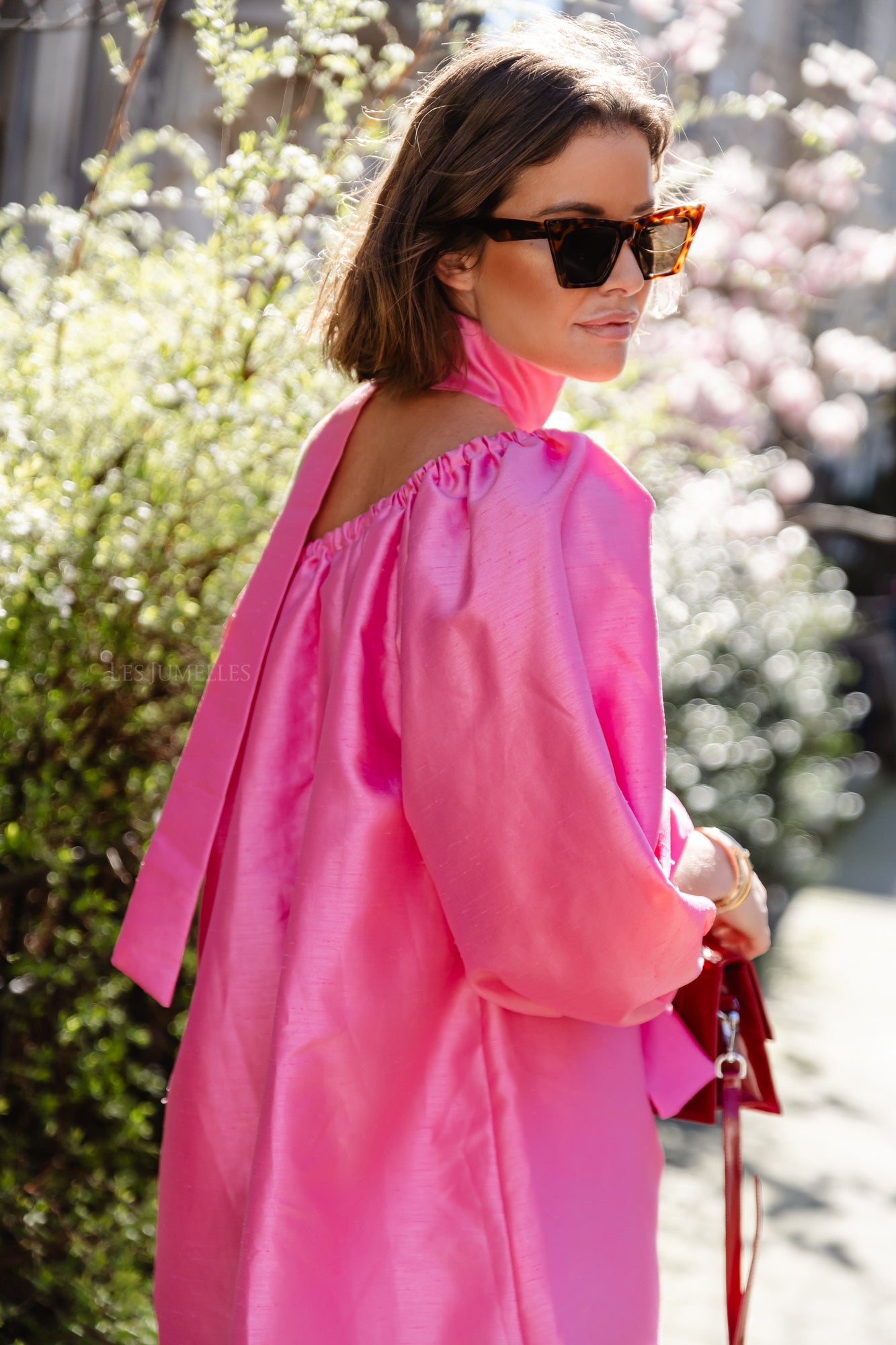 Ella off shoulder dress fuchsia