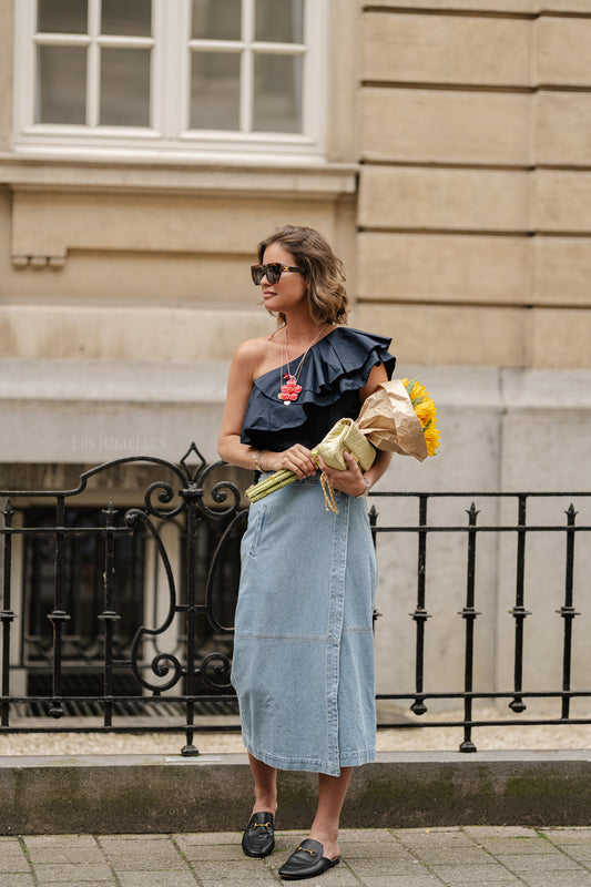 Les Jumelles Vita long denim skirt blue