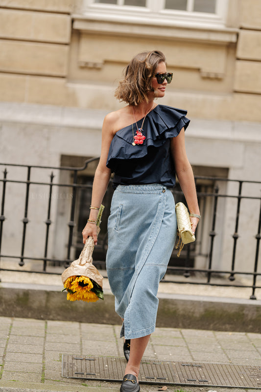 Les Jumelles Vita long denim skirt blue