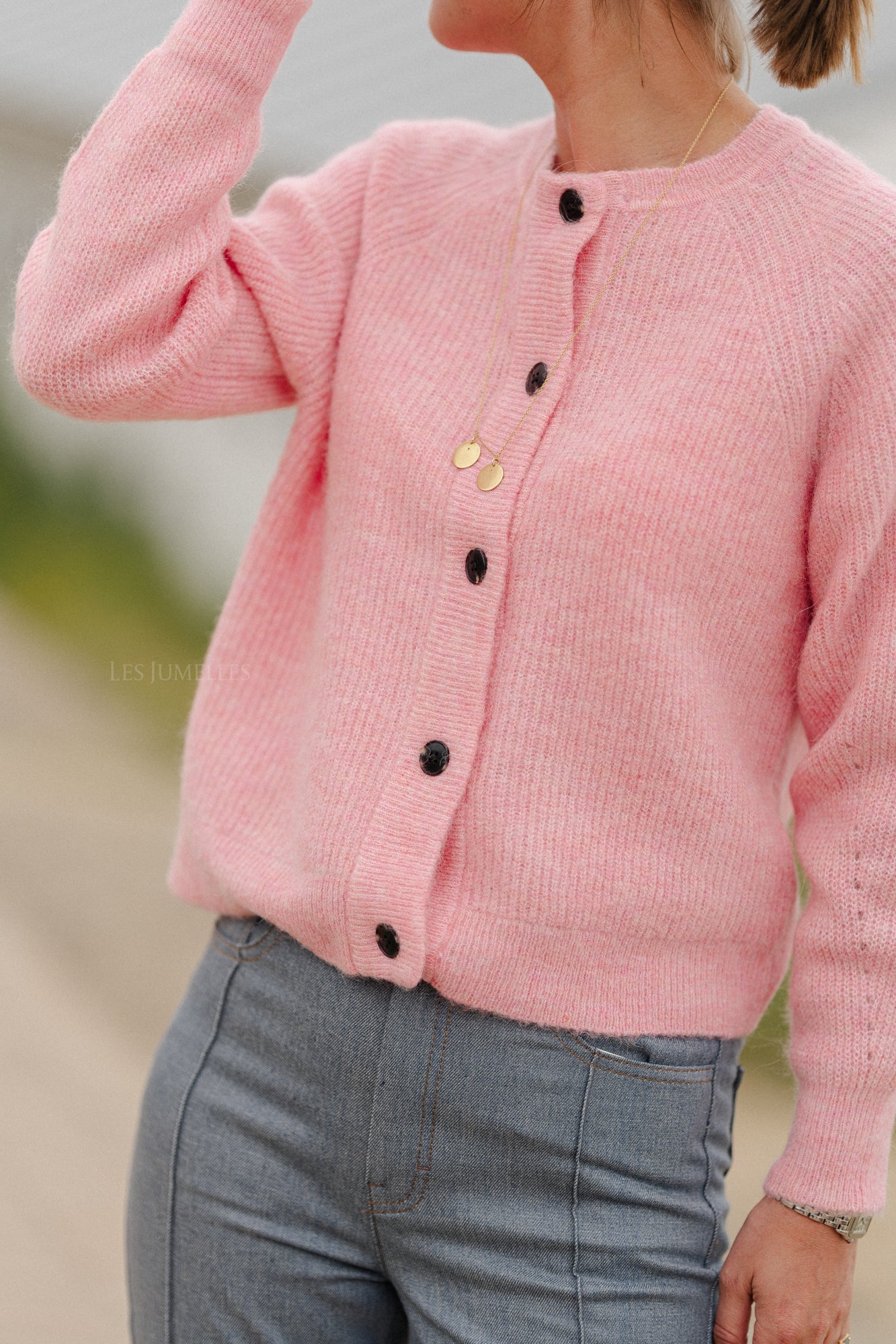 SLFLulu LS knit short cardigan peony