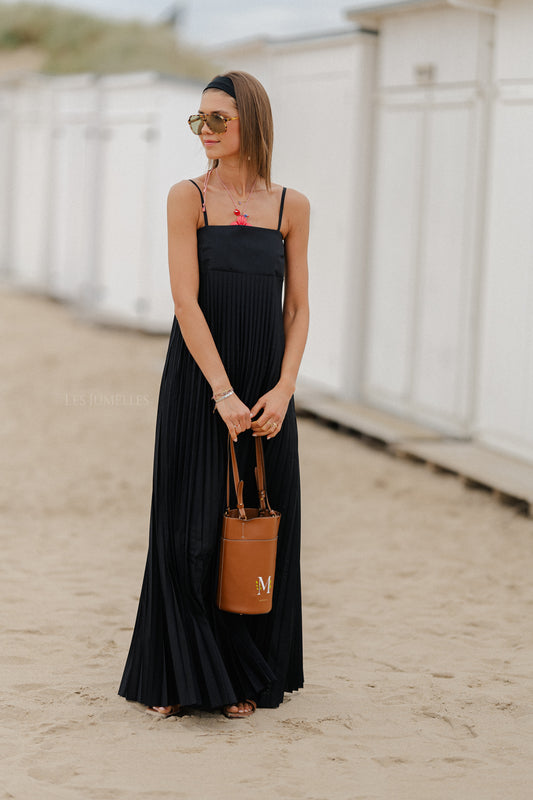 Les Jumelles Cato long pleated dress black