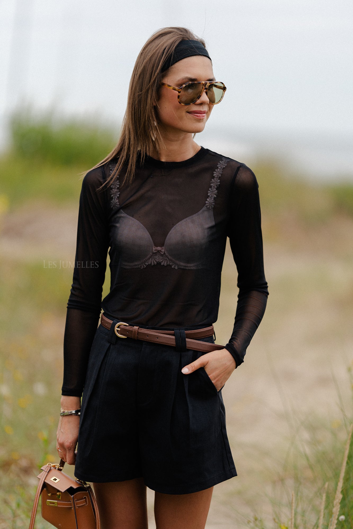 YASHannah LS mesh top black