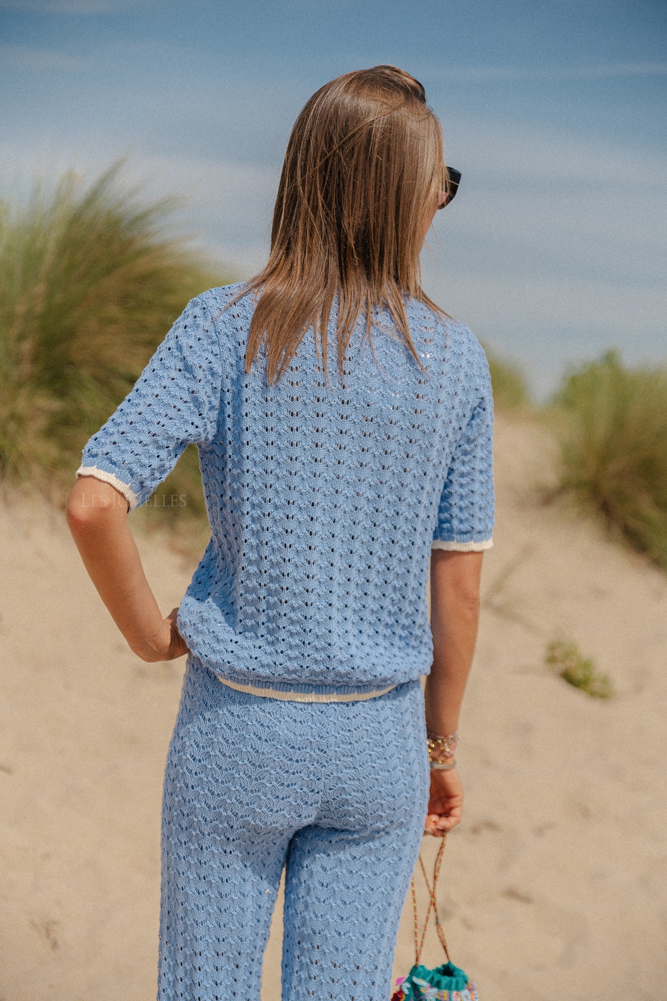 YASJune SS knit top vista blue