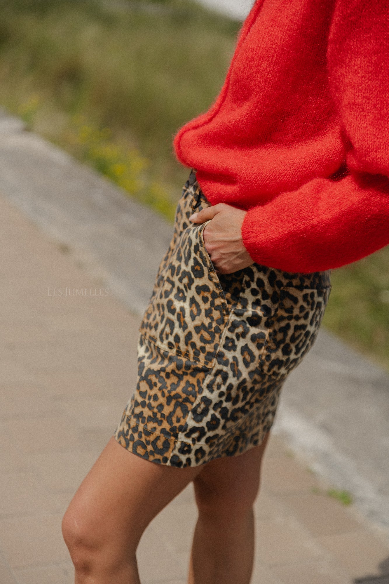 YASLeonora HW short denim skirt leopard