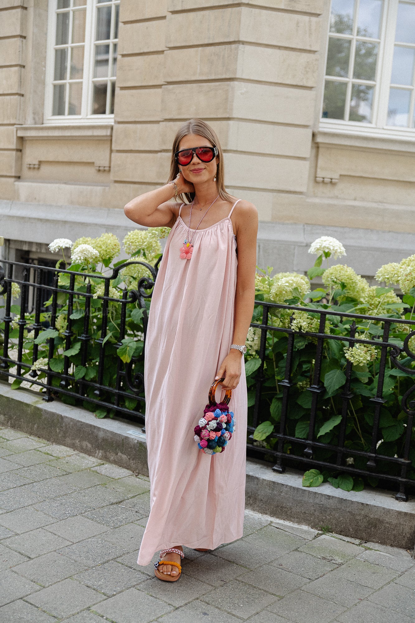 VIKanna strap long dress rose smoke