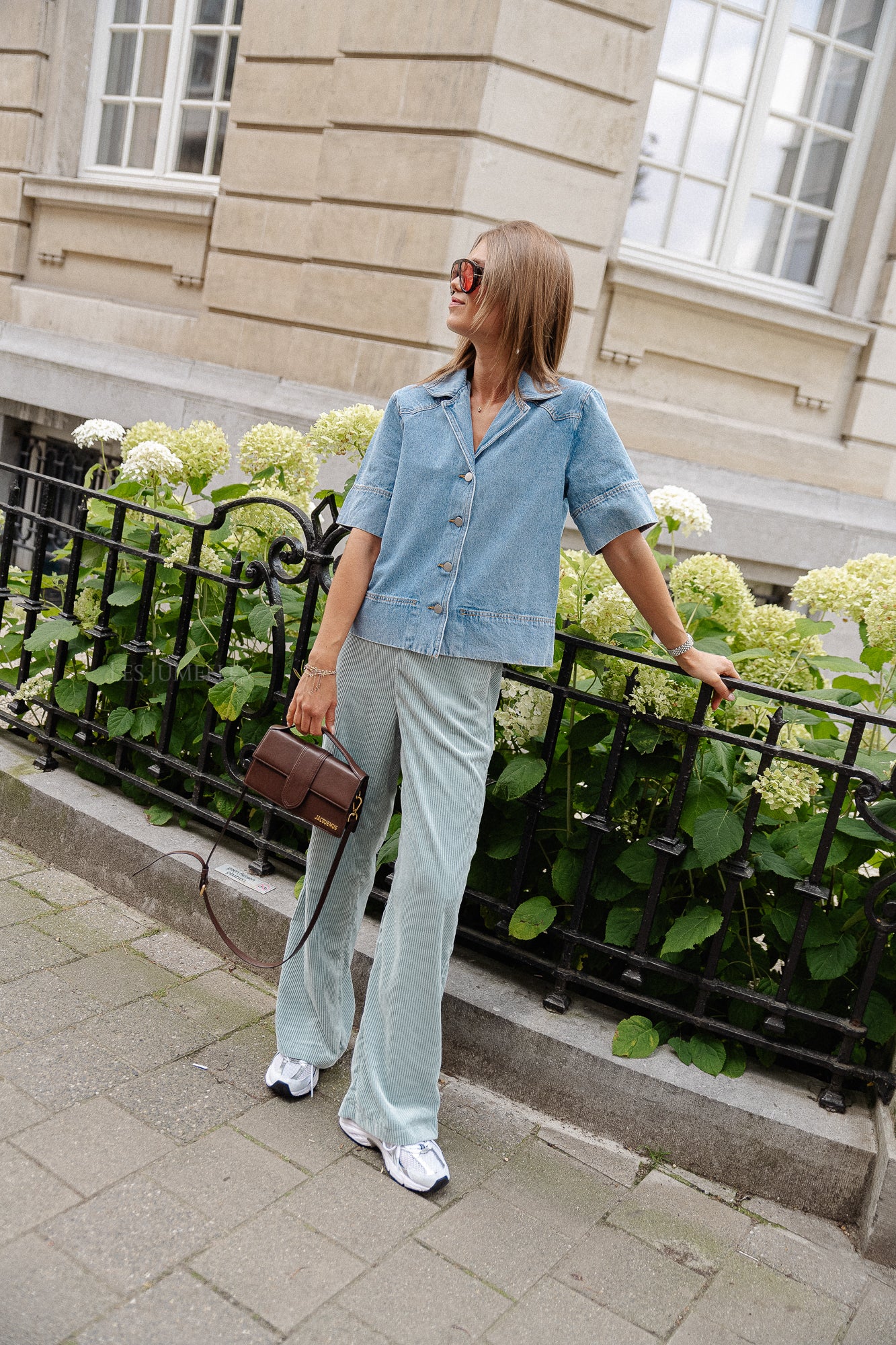 YASLena 2/4 denim shirt light blue denim