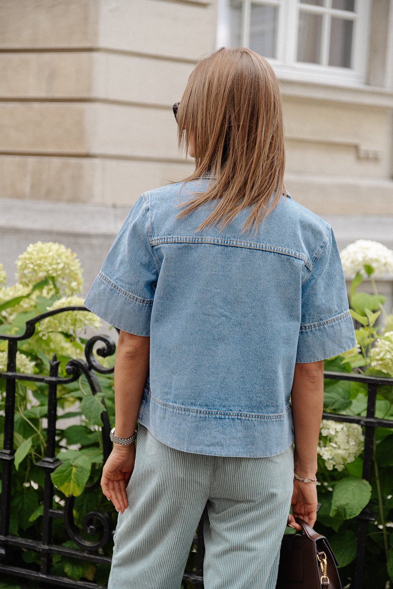 YASLena 2/4 denim shirt light blue denim