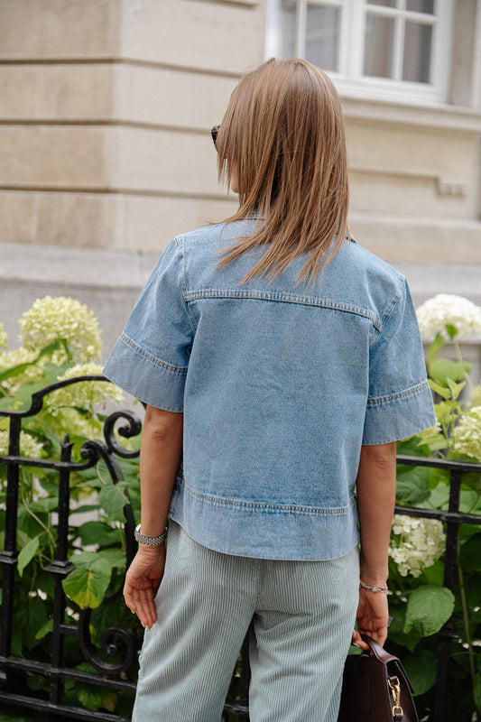 Les Jumelles YASLena 2/4 denim shirt light blue denim