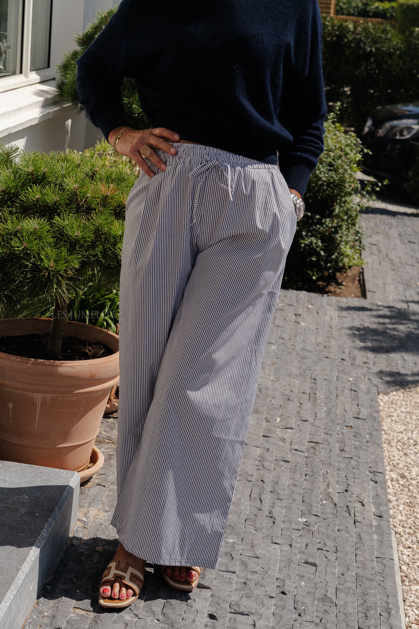 Sienna striped pants black