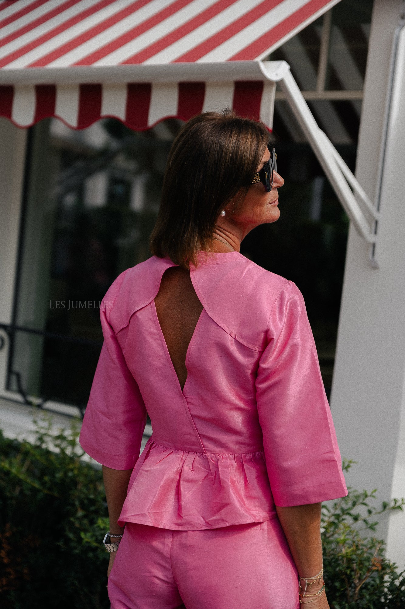 Crispy peplum blouse pink