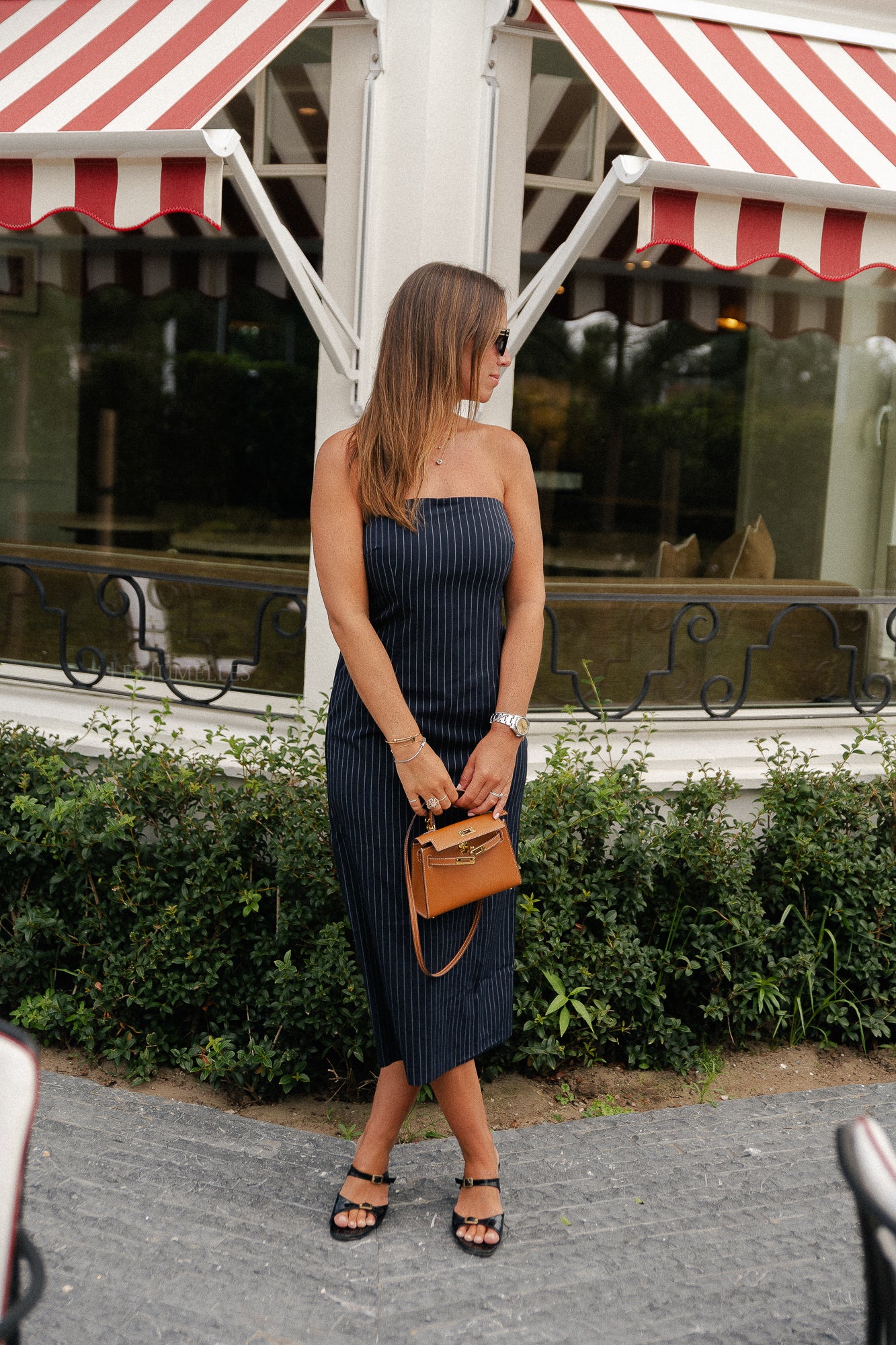 Juliane dress navy pinstripe