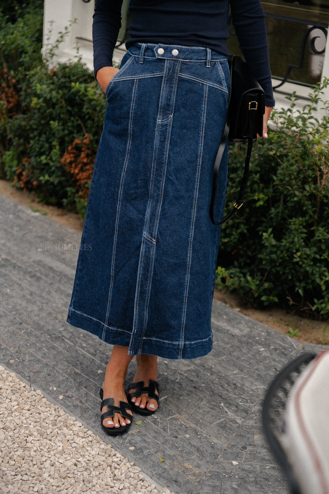 YASTela HW ankle denim skirt dark blue denim