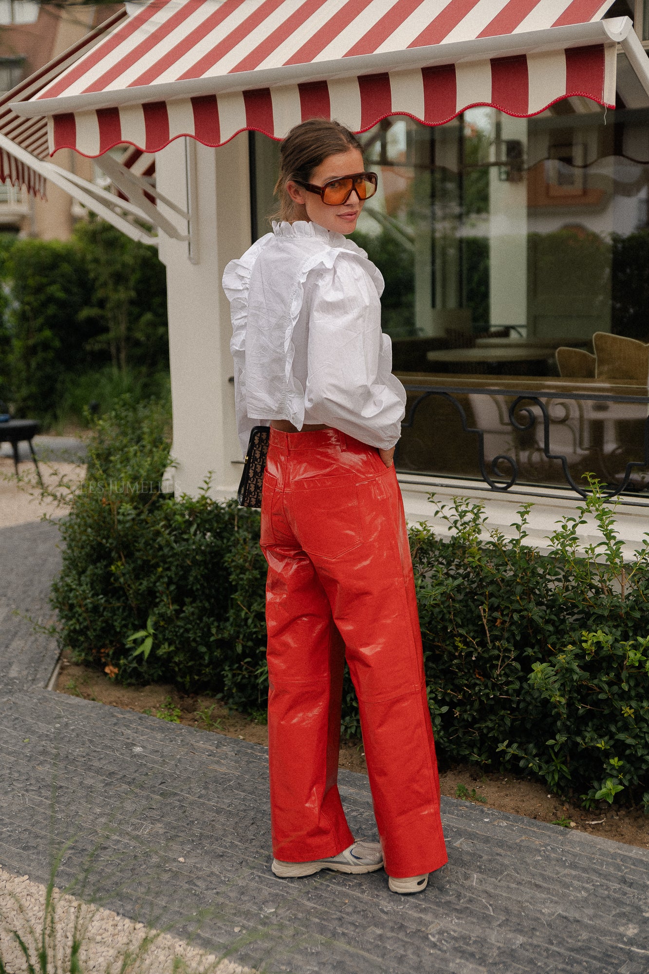 Lederhose mit Jeans-Look Kirschtomate