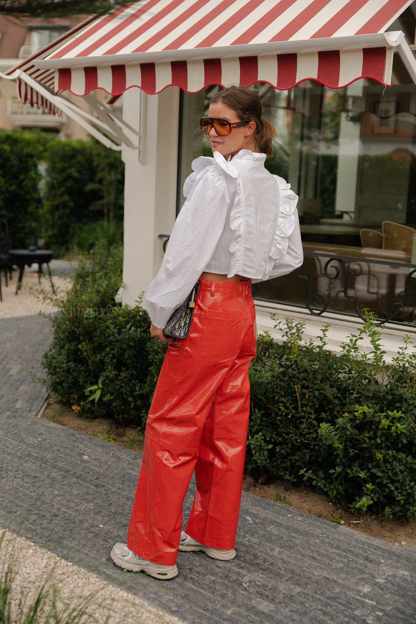 Lederhose mit Jeans-Look Kirschtomate