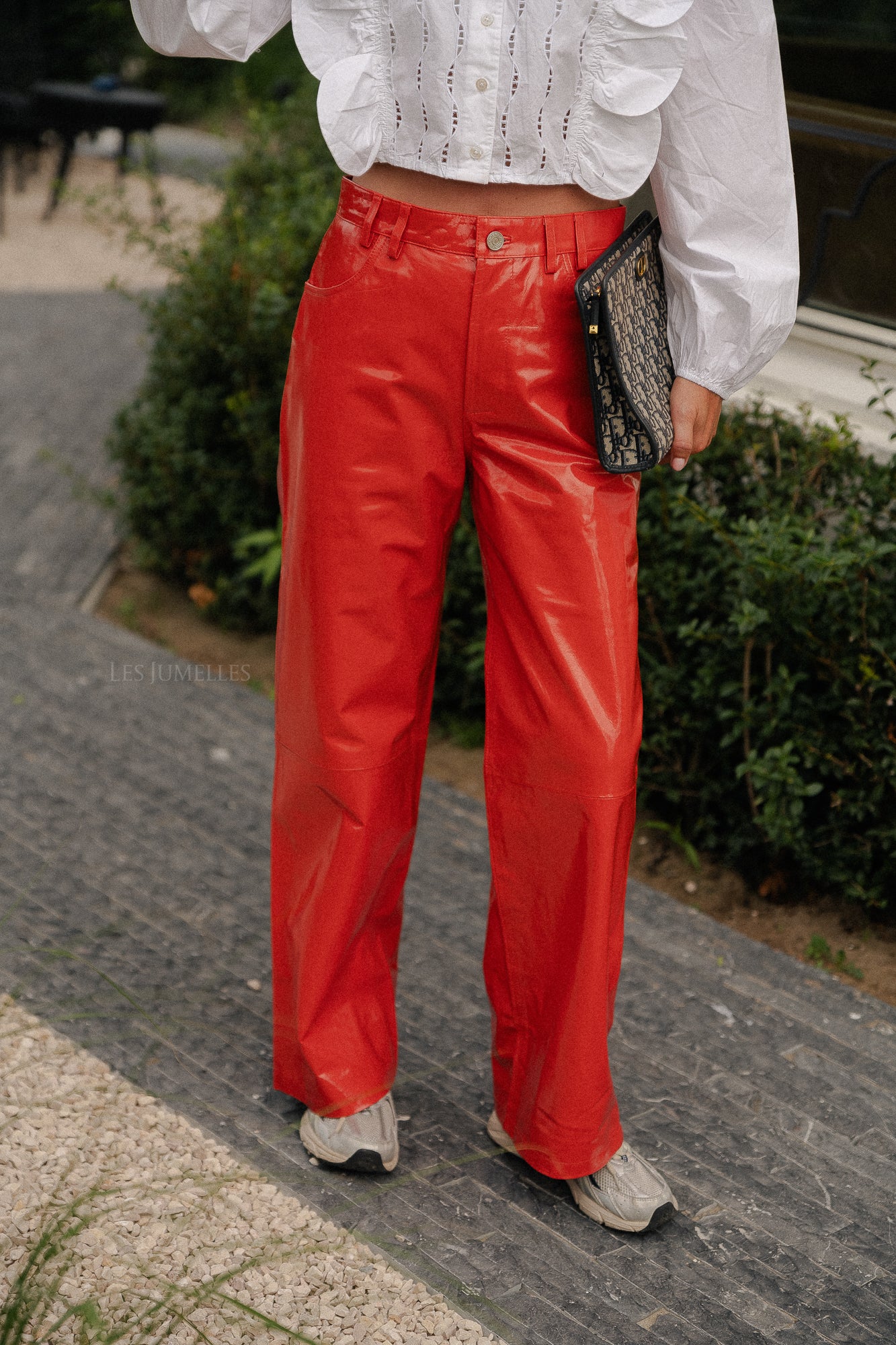 Lederhose mit Jeans-Look Kirschtomate