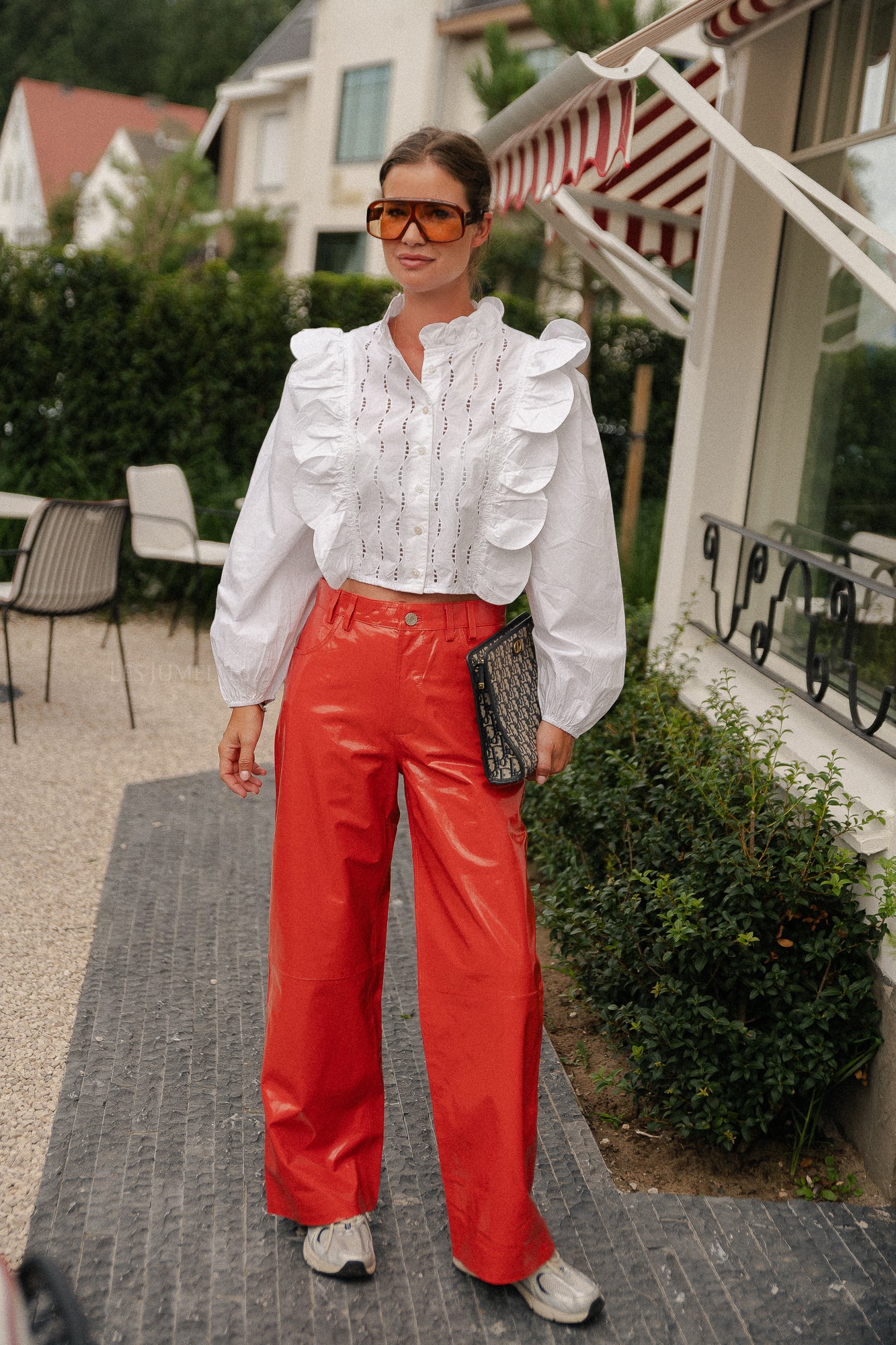 Lederhose mit Jeans-Look Kirschtomate