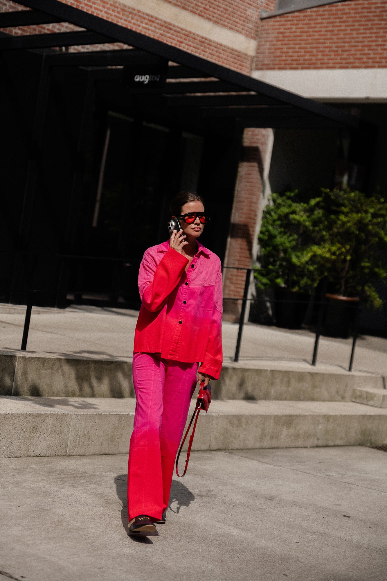 Kate tie-dye wide pants pink/red