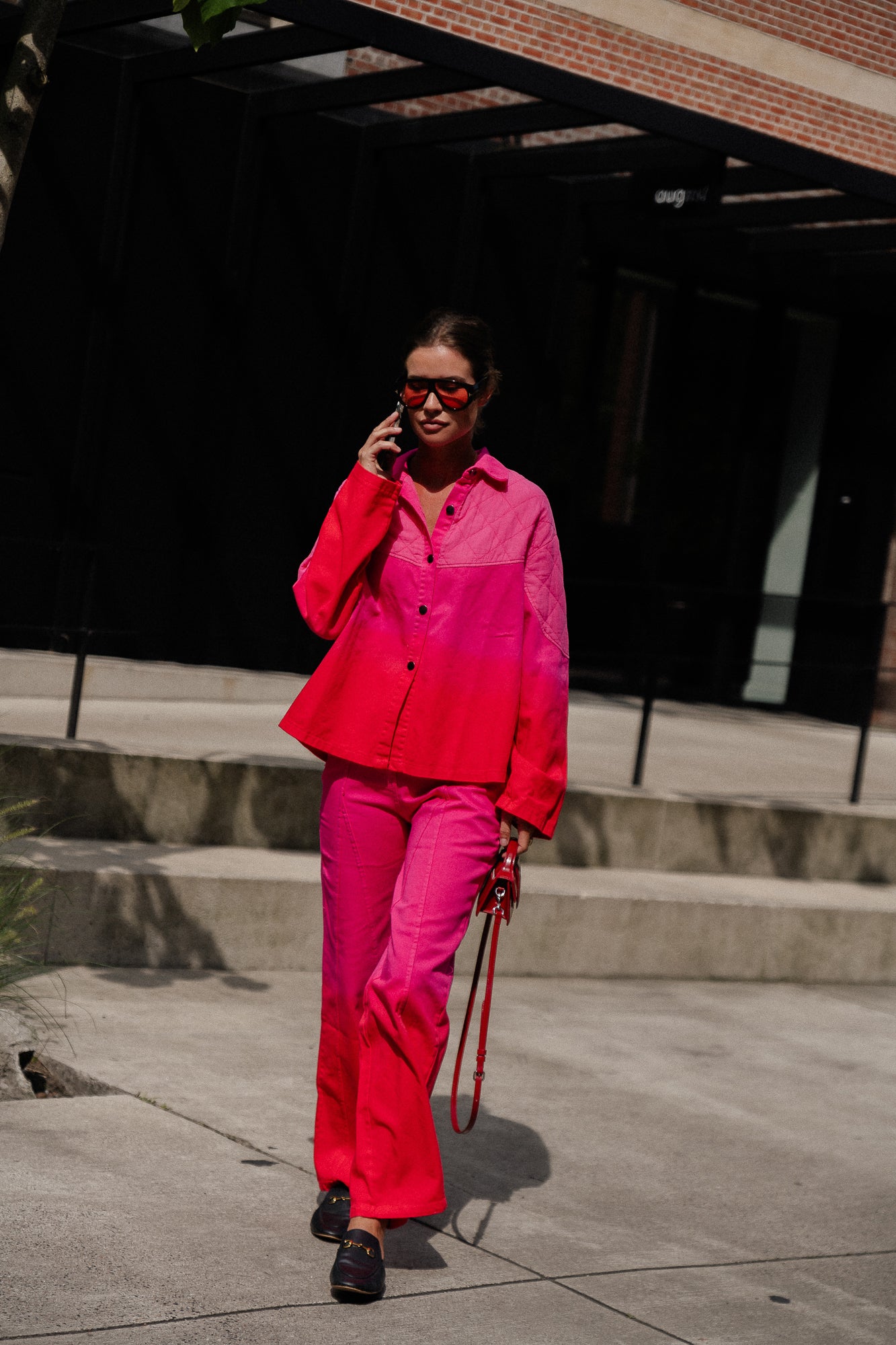 Kate tie-dye wide pants pink/red