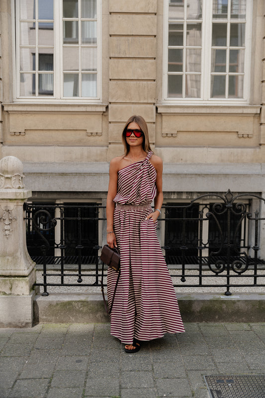 Les Jumelles Paulien striped skirt burgundy