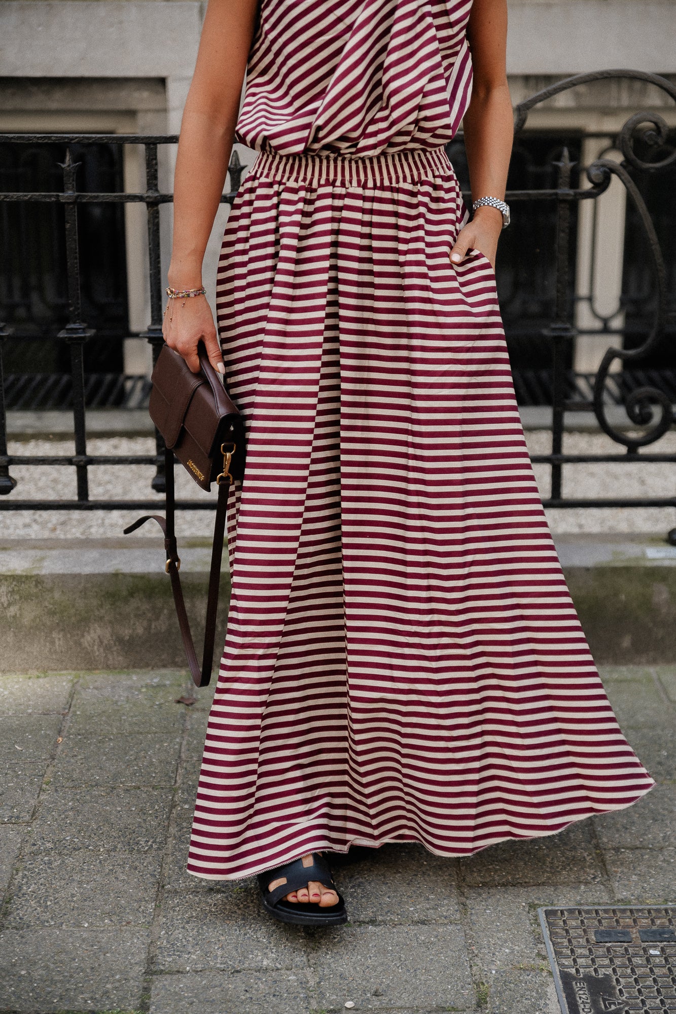 Paulien striped skirt burgundy