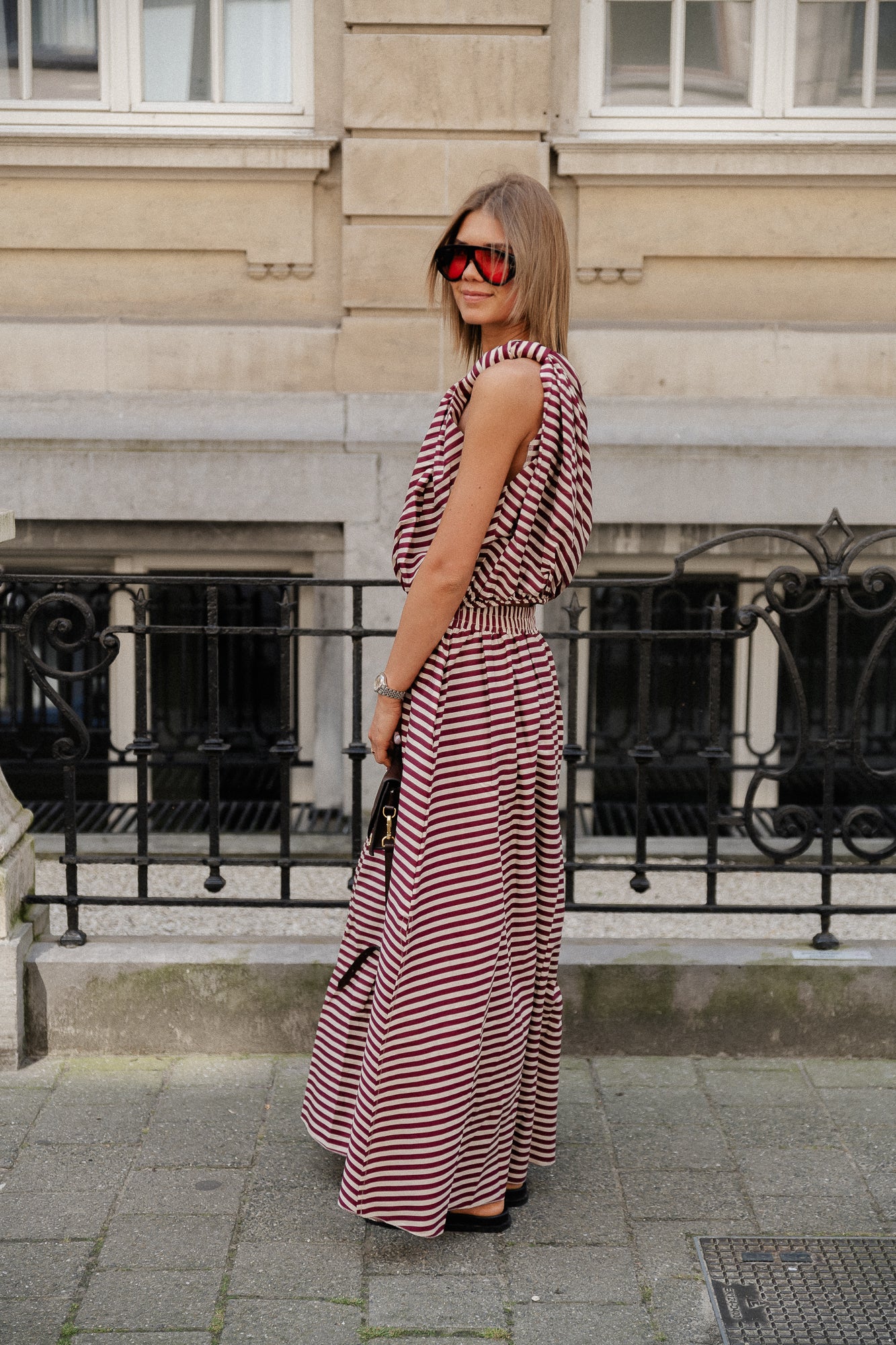 Paulien striped skirt burgundy