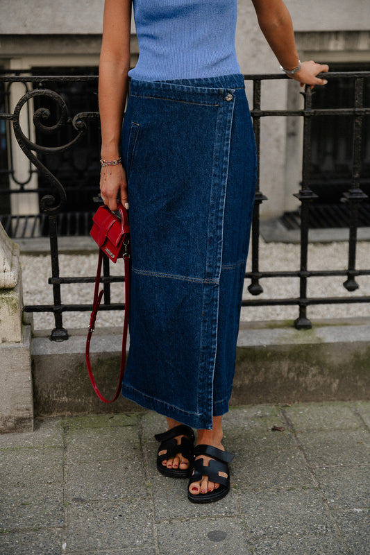 Les Jumelles Vita long denim skirt navy