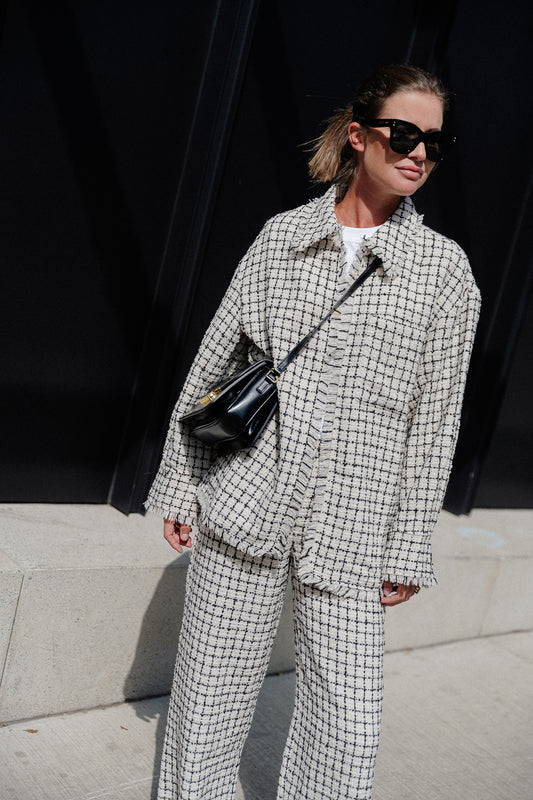 Les Jumelles Oversize dela jacket black/white check tweed