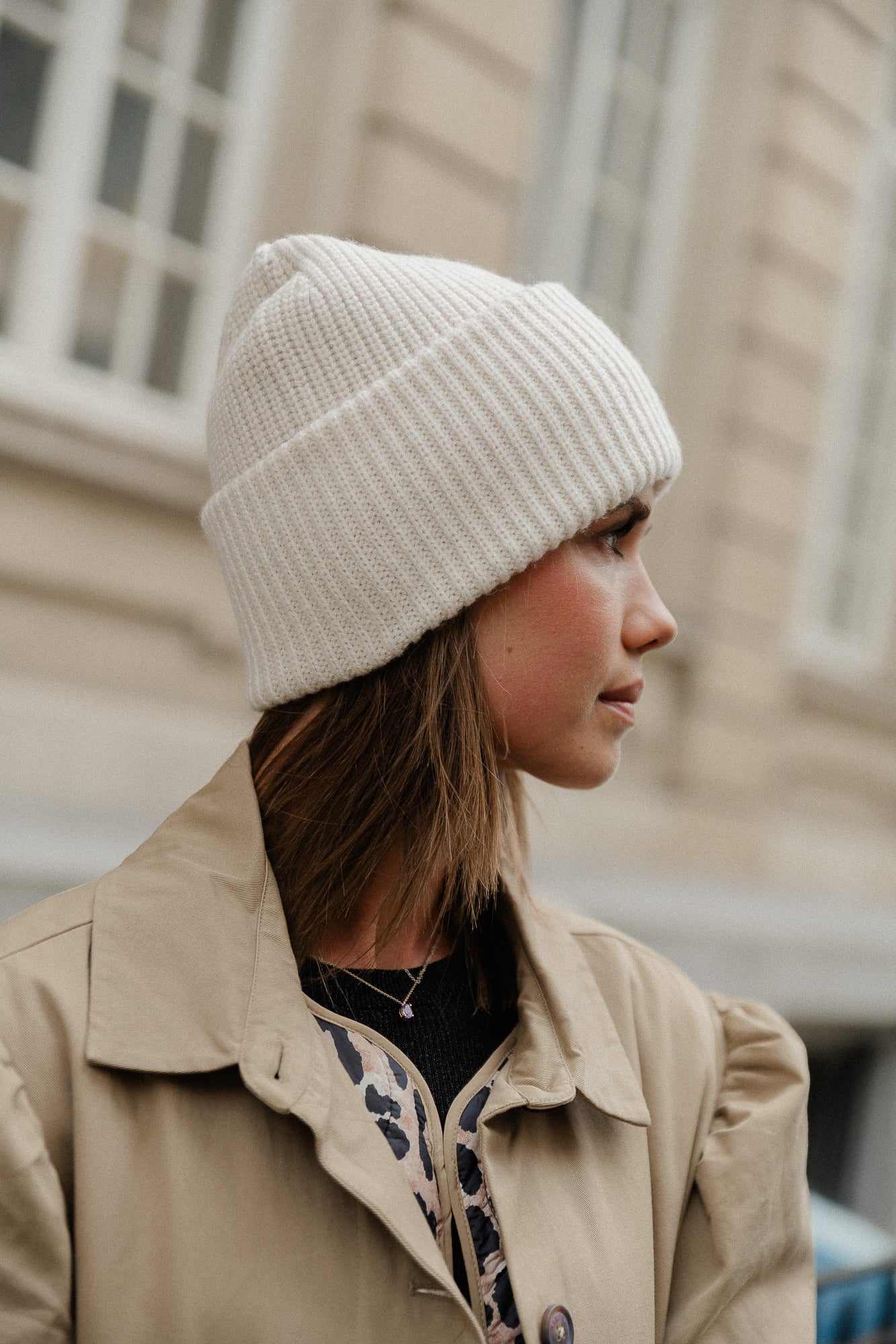 SLFMary knit wool beanie sandshell melange