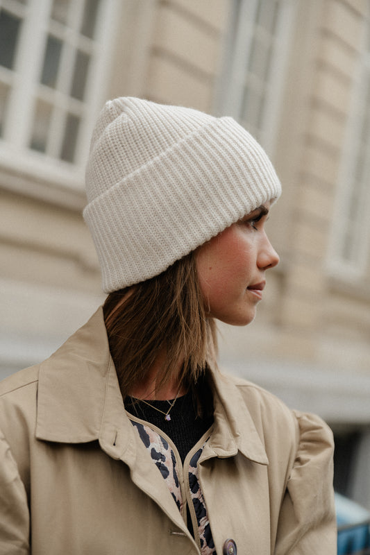 Les Jumelles SLFMary knit wool beanie sandshell melange