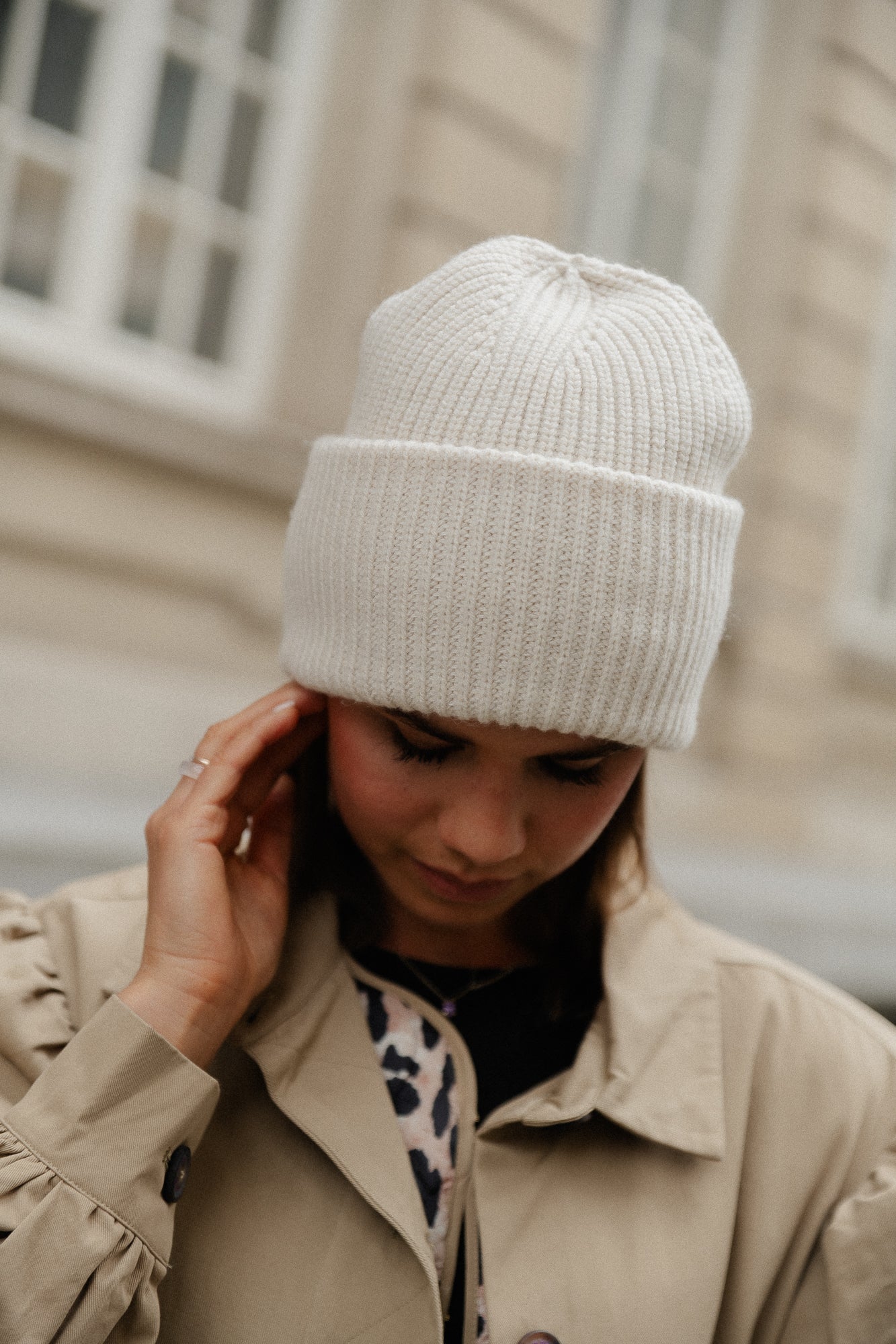 SLFMary knit wool beanie sandshell melange