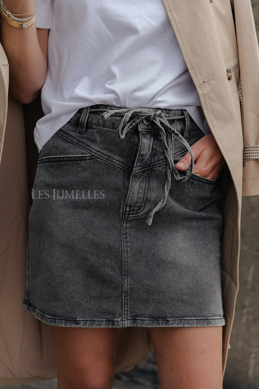 Les Jumelles YASRina HW denim skirt grey