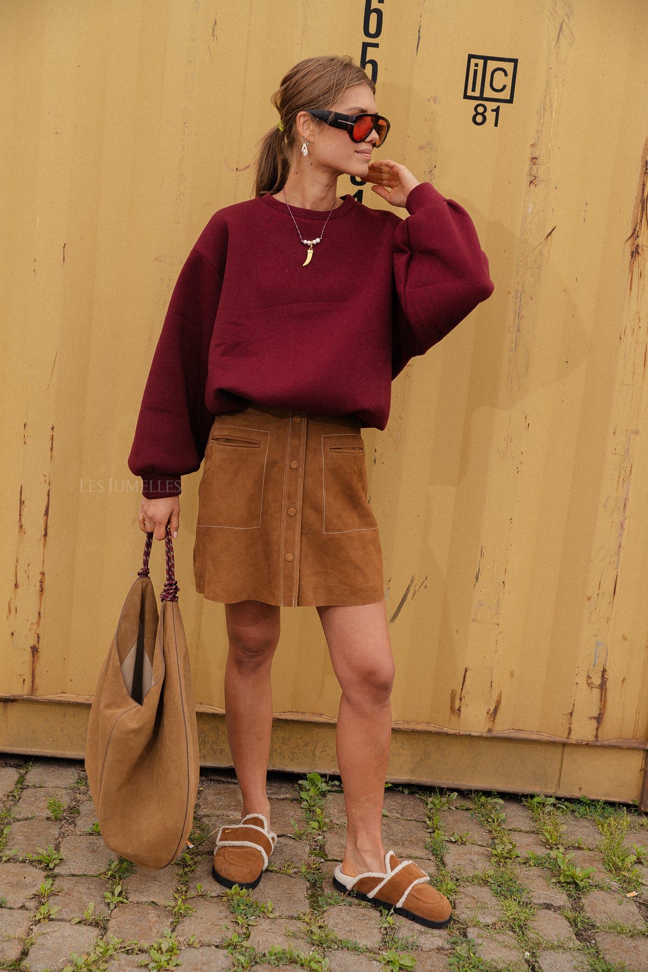 Visepia HW suede skirt rubber