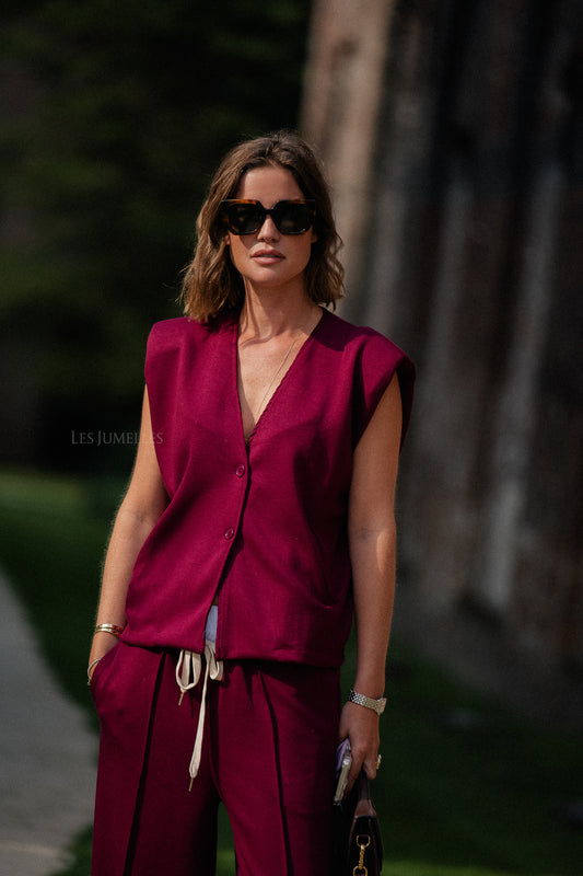 Les Jumelles Drew sleeveless gilet burgundy