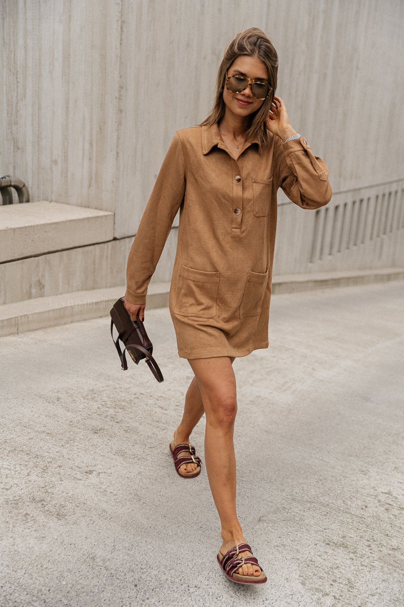 Solange suede shirt dress camel