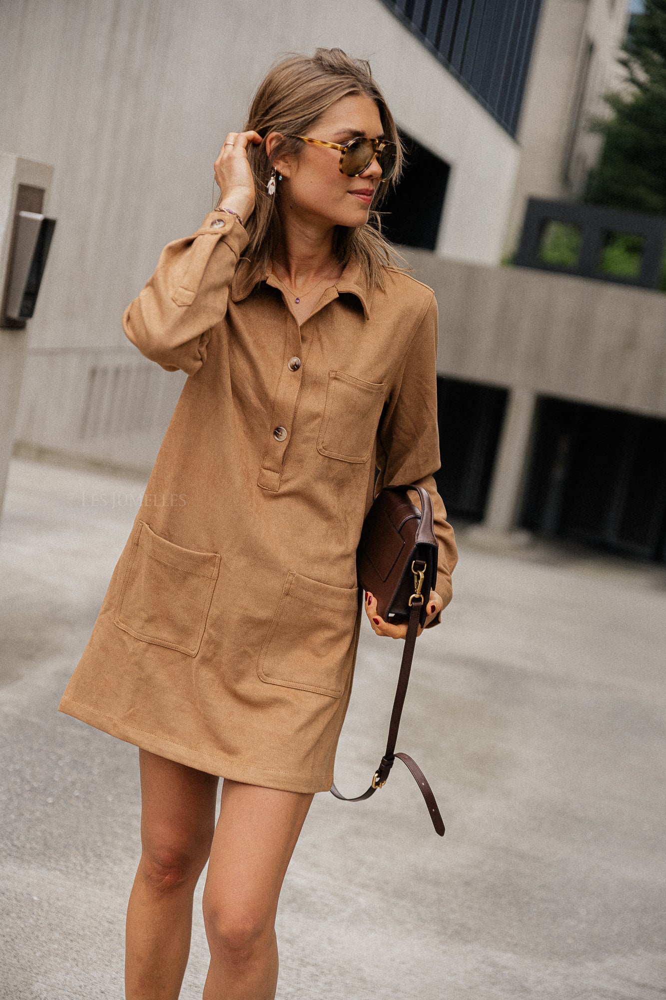 Solange suede shirt dress camel