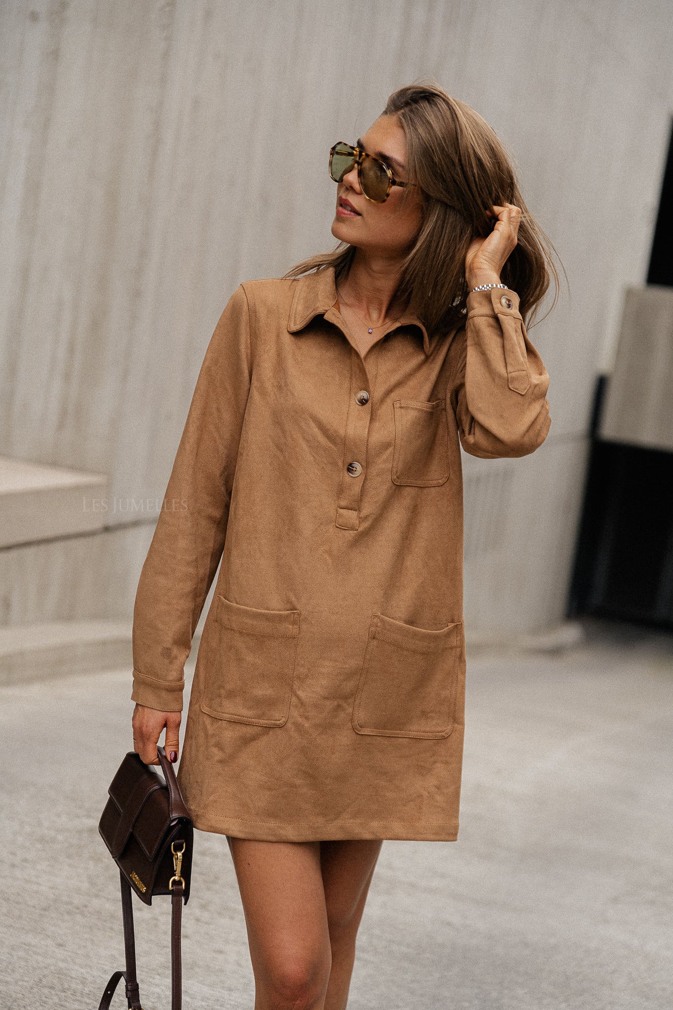 Solange suede shirt dress camel