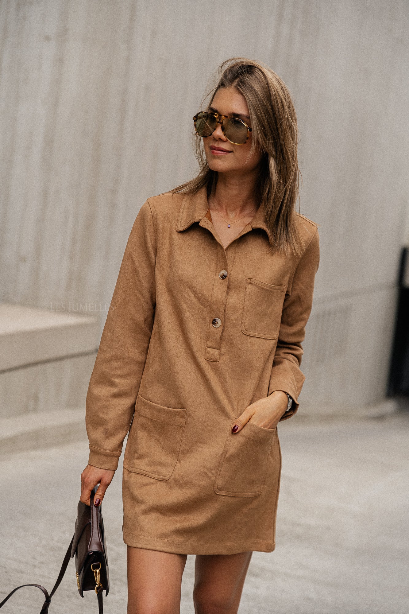 Solange suede shirt dress camel