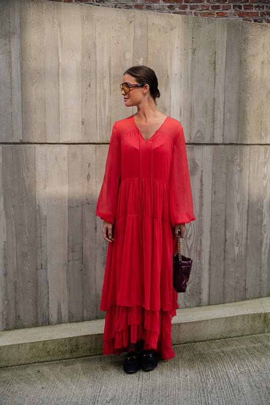 Les Jumelles VIKale L/S maxi dress poppy red