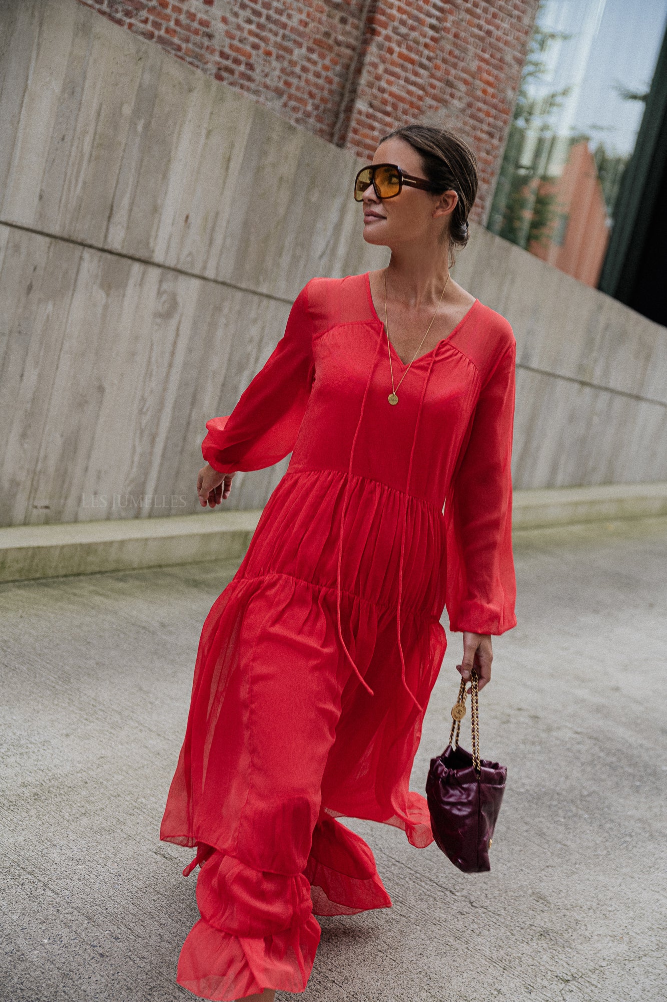 VIKale L/S maxi dress poppy red