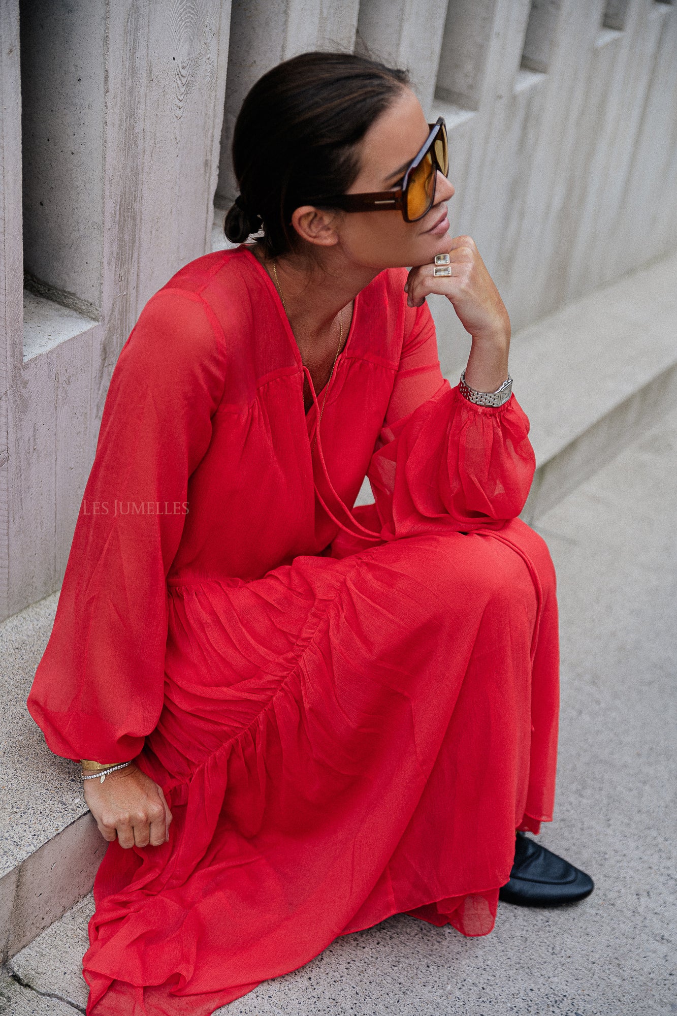 VIKale L/S maxi dress poppy red