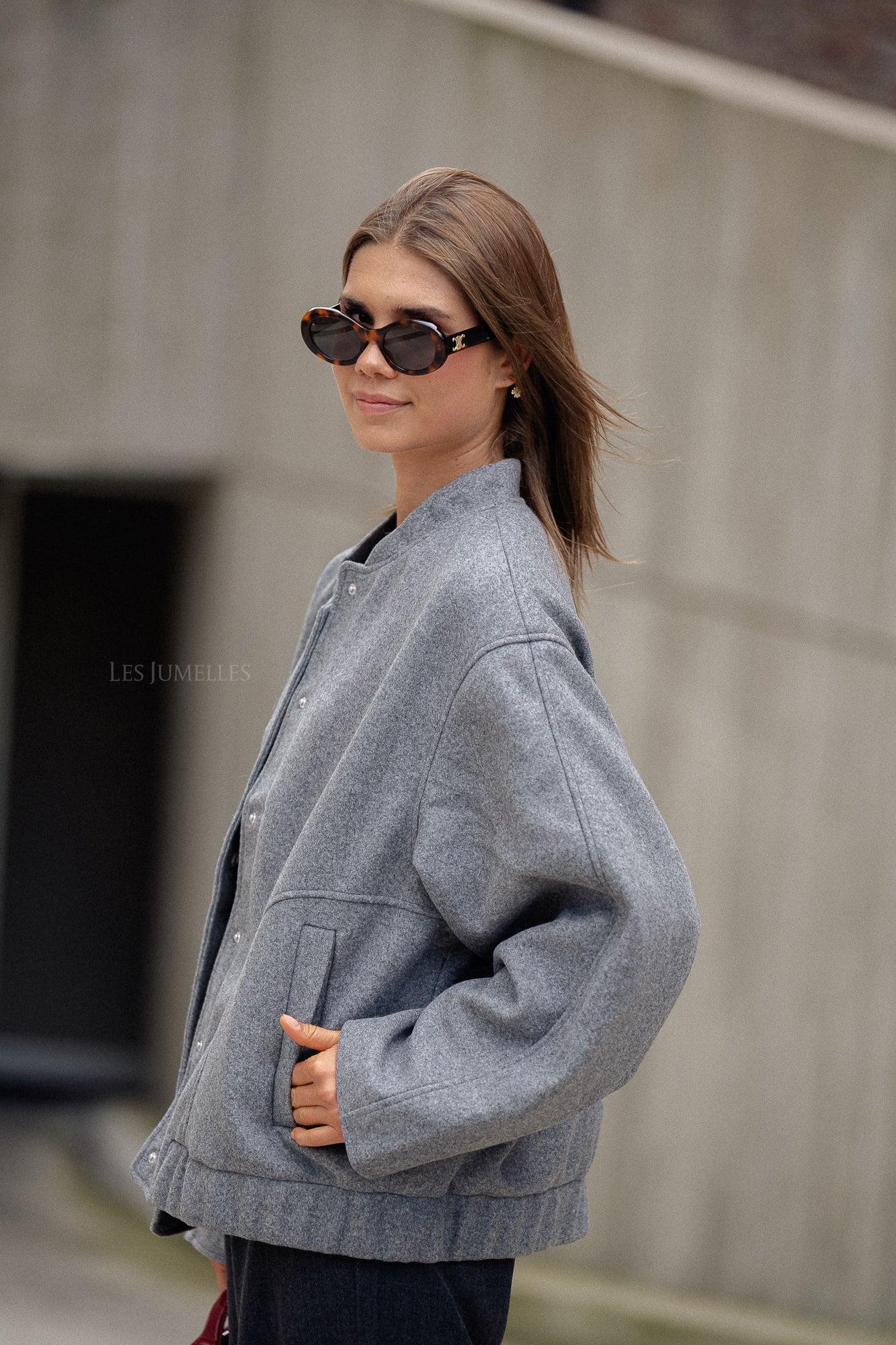 Oversize Geena bomber jacket grey melange