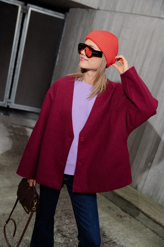 Les Jumelles Louane oversized jacket burgundy