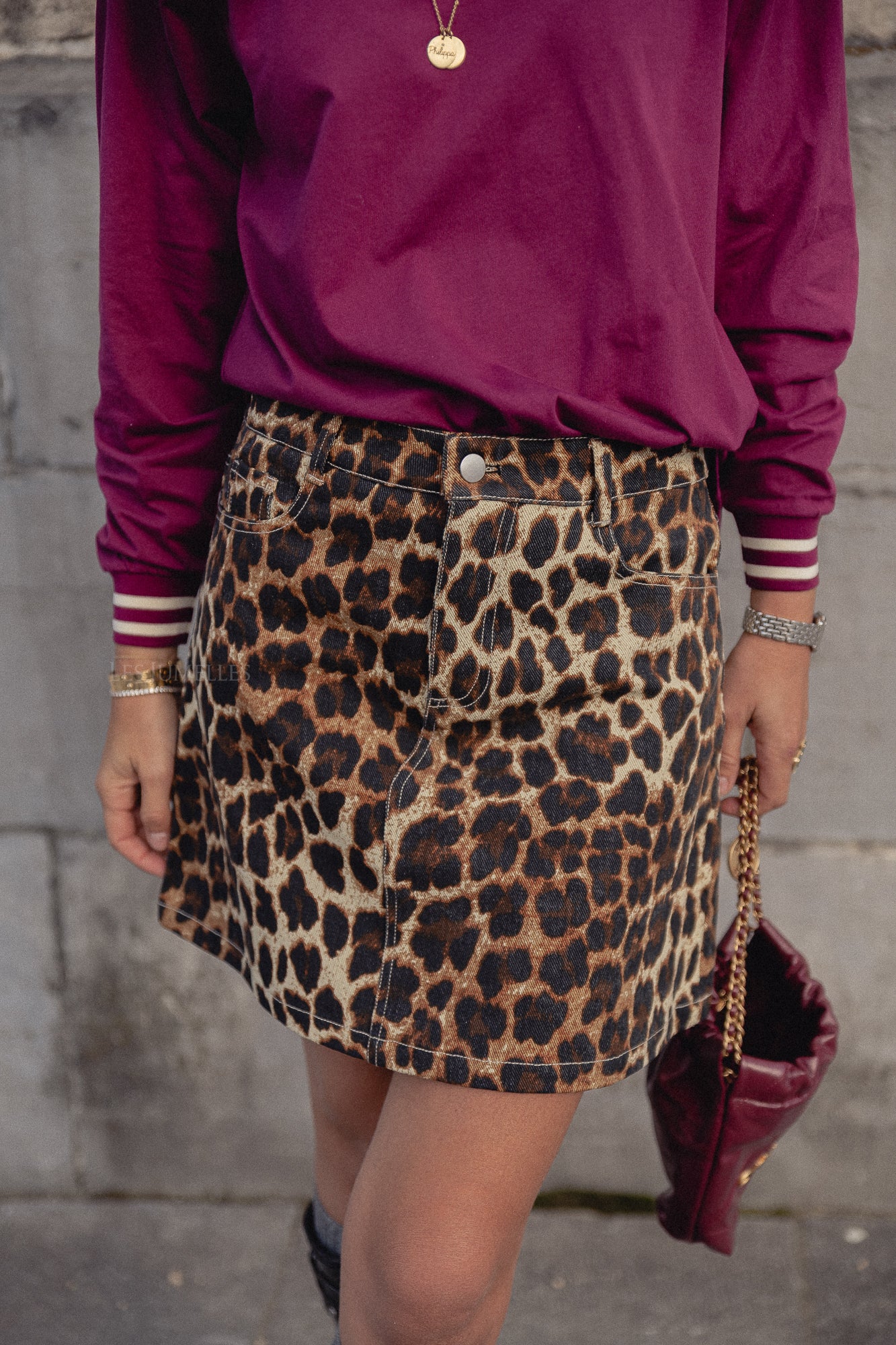 Jodie denim skirt leopard