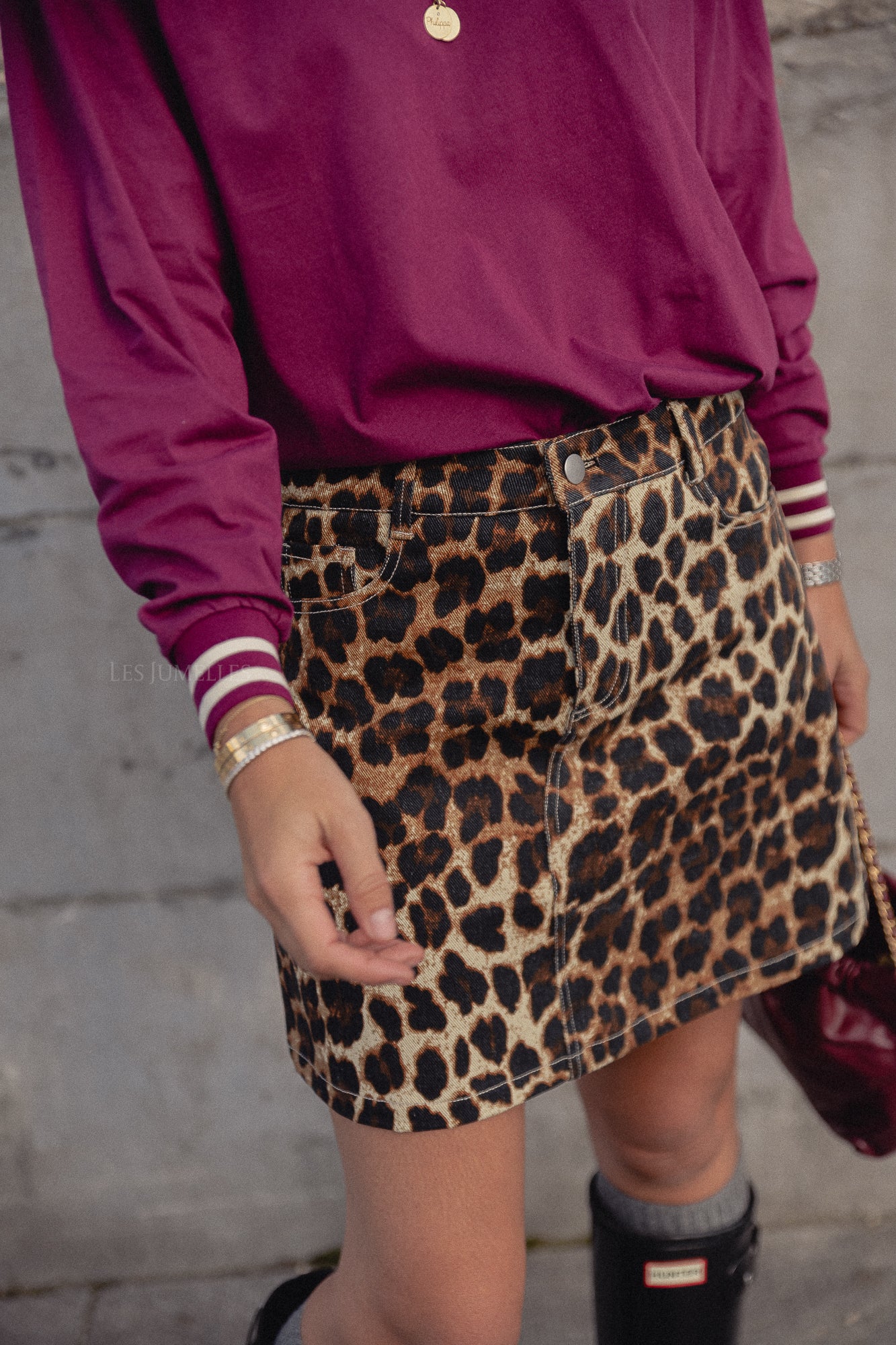 Jodie denim skirt leopard