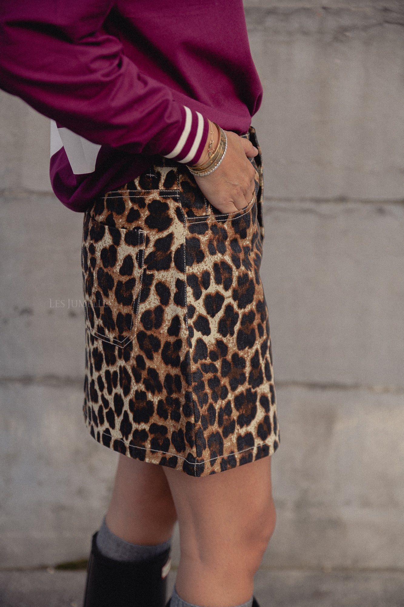 Jodie denim skirt leopard