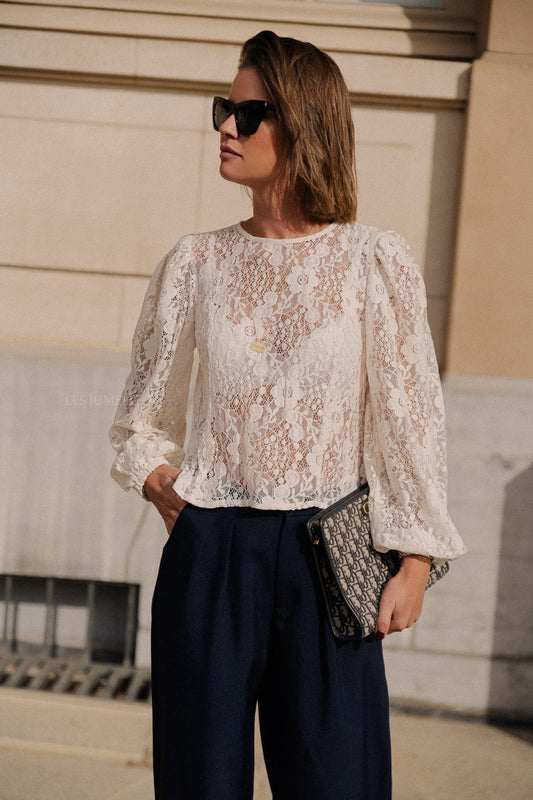 Les Jumelles OBJBeverly L/S top white sand