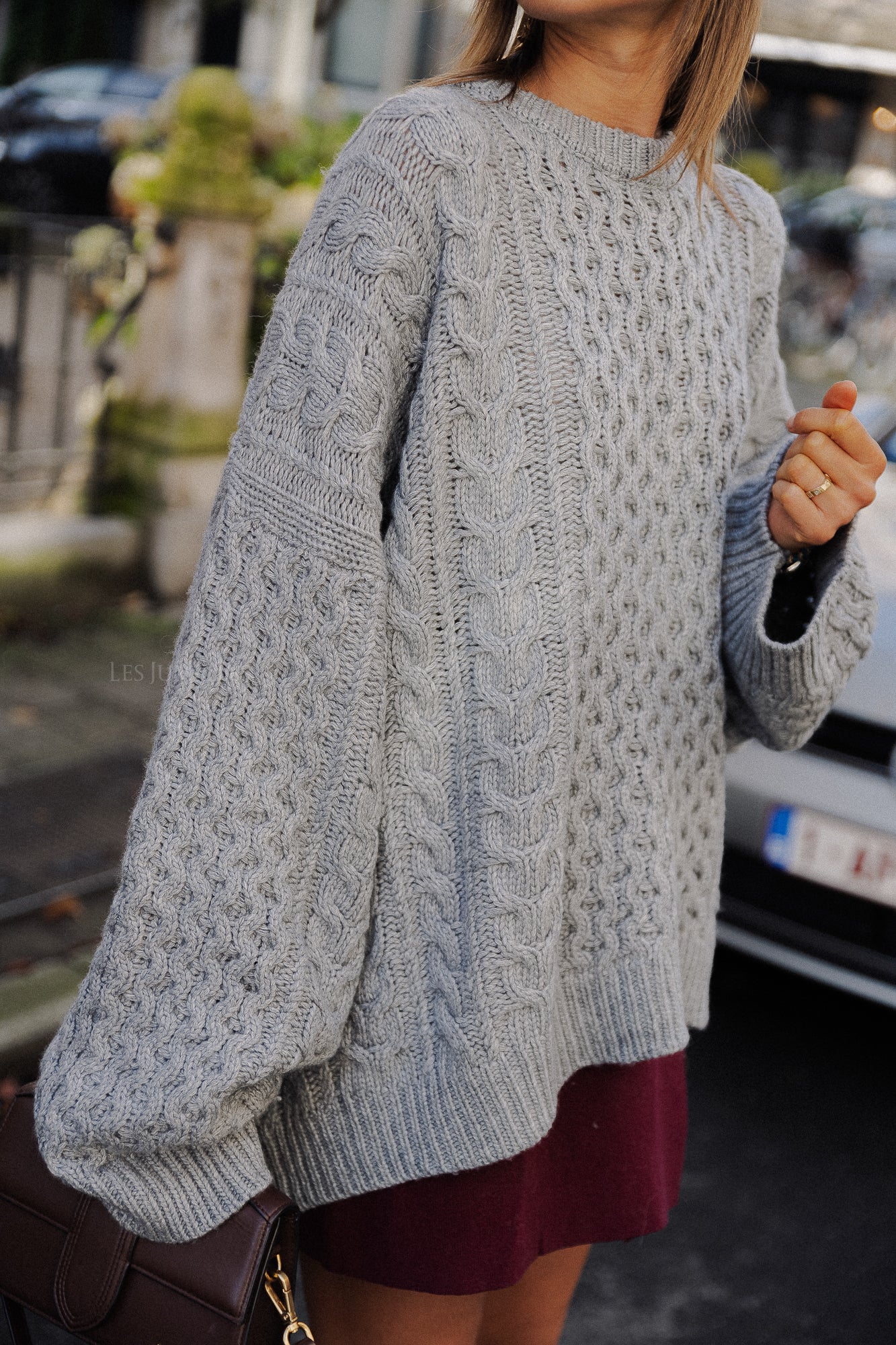 Edith Oversize Strickpullover grau