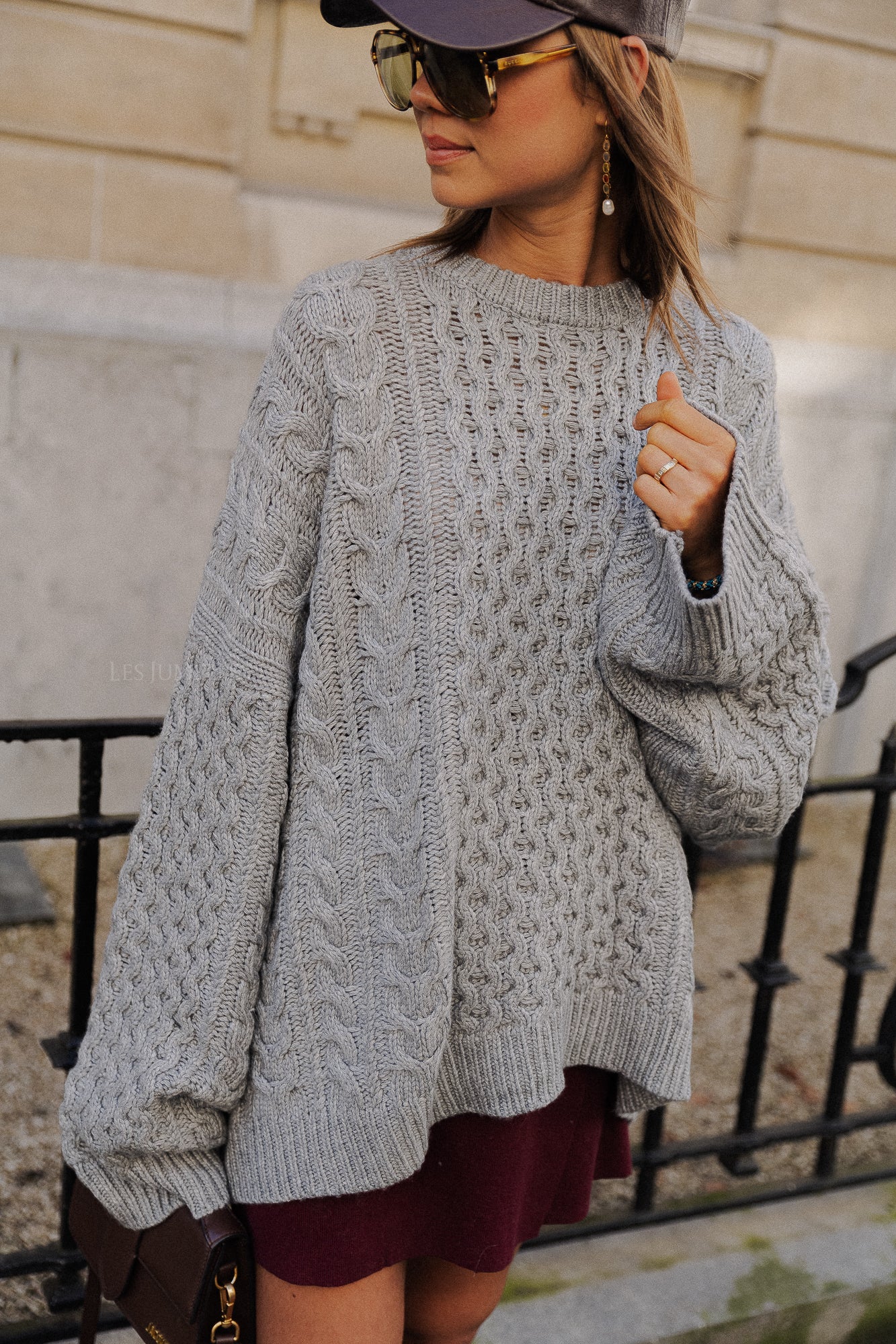 Edith Oversize Strickpullover grau