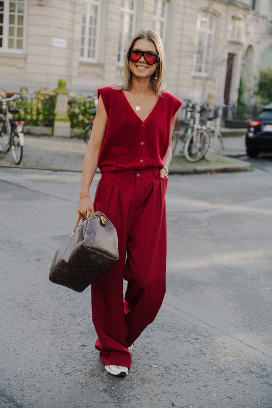 Les Jumelles Bonnie gilet cherry red